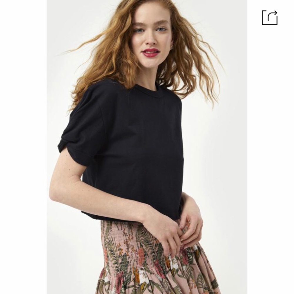 BNWT Rebecca Minkoff Ally twist sleeve slight crop top in black